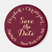 Creëer Elegant Burgundy Gold Wedding Save the Date Magneet (Voorkant)