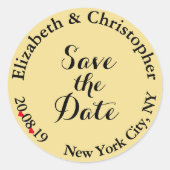 Creëer Elegant Gold Black Wedding Save the Date Ronde Sticker (Voorkant)