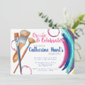 Creëer- en Celebrate Paint en Sip Party nodigt uit Kaart (Staand voorkant)