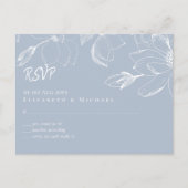 Creëer Ewn Dusty Blue White Magnolias RSVP Briefkaart (Voorkant)