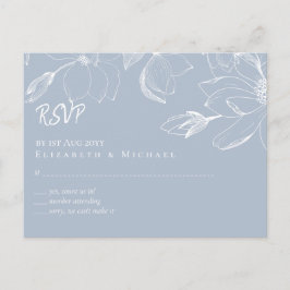 Creëer Ewn Dusty Blue White Magnolias RSVP Briefkaart