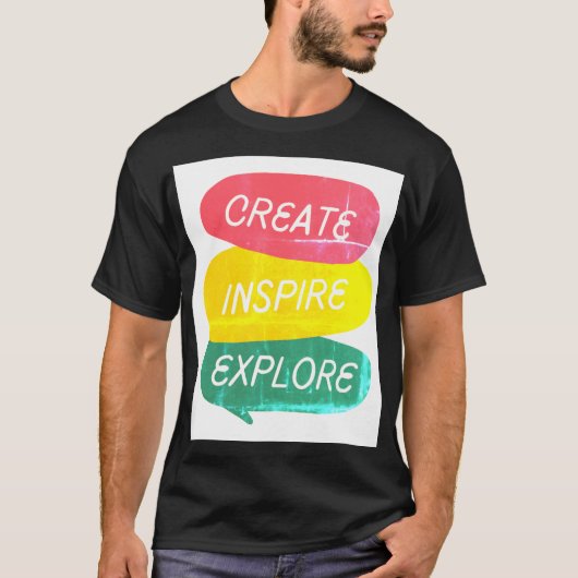 Creëer Explore Inspire Adventure T-shirt (Voorkant)