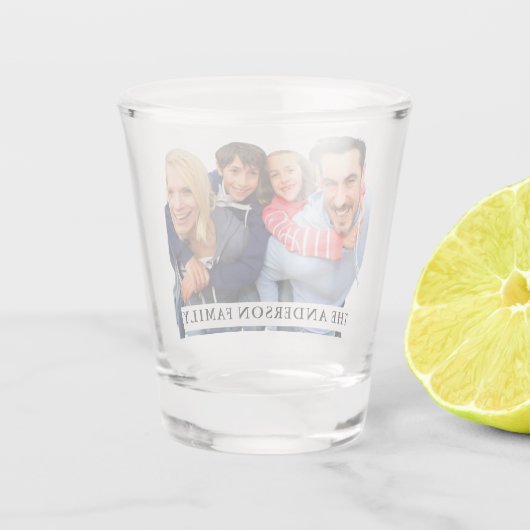 Creëer familie foto en tekst shot glas (Achterkant)