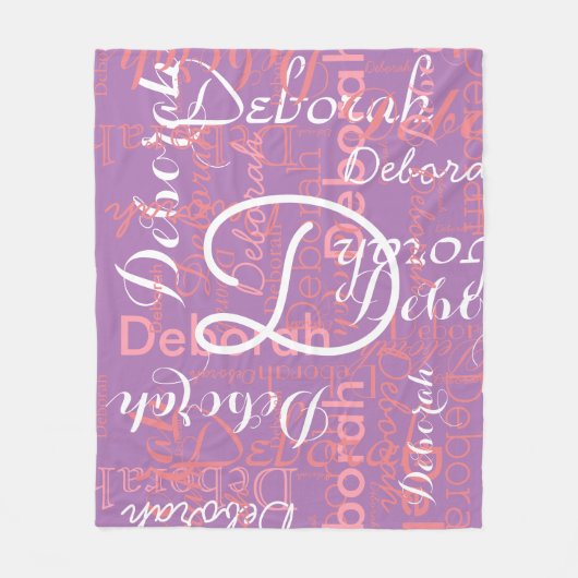 Creëer Feminine Name Typography Lavender Fleece Deken (Voorkant)