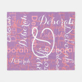 Creëer Feminine Name Typography Lavender Fleece Deken (Voorkant (Horizontaal))