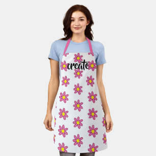 Creëer Fun Floral White en roze Schort