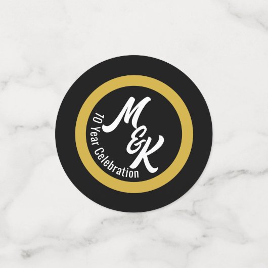 Creëer Gepersonaliseerde Black Gold Celebration Confetti (Kleine voorkant)