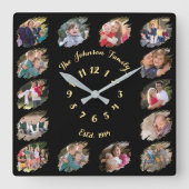 Creëer Gepersonaliseerde Custom Family Photo Colla Vierkante Klok (Voorkant)