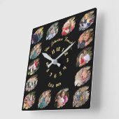 Creëer Gepersonaliseerde Custom Family Photo Colla Vierkante Klok (Hoek)