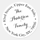 Creëer Gepersonaliseerde familienaam Retouradres Ronde Sticker (Voorkant)