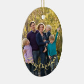 Creëer gepersonaliseerde foto gouden tekst ovale k keramisch ornament (Rechts)