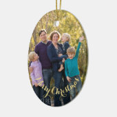 Creëer gepersonaliseerde foto gouden tekst ovale k keramisch ornament (Links)