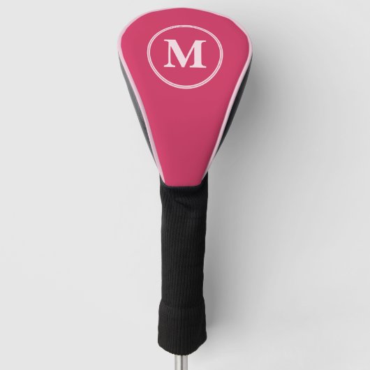 Creëer gepersonaliseerde girly roze monogram golfheadcover (Voorkant)