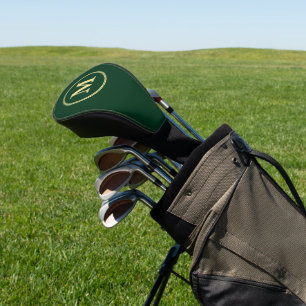 Creëer gepersonaliseerde Green Gold Monogrammed Golfheadcover