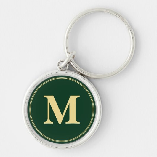 Creëer Gepersonaliseerde Groene Gouden Monogram Sl Sleutelhanger (Voorkant)