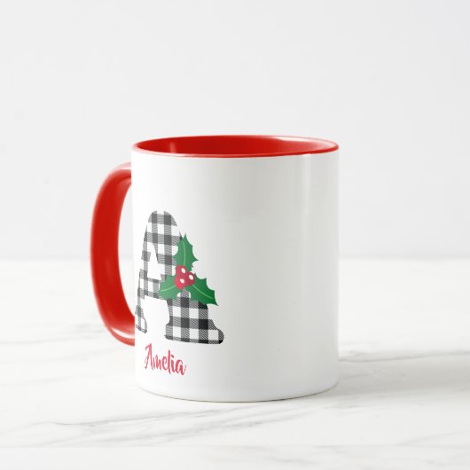 Creëer Gepersonaliseerde naam Initiaal A Kerstmis  Mok (Voorkant links)