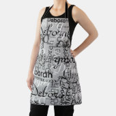 creëer gepersonaliseerde naam typografie grijs schort (Insitu)