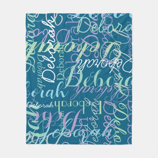 Creëer Gepersonaliseerde naam Typografie oceaanbla Fleece Deken (Voorkant)