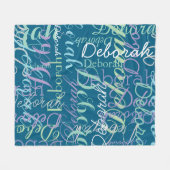 Creëer Gepersonaliseerde naam Typografie oceaanbla Fleece Deken (Voorkant (Horizontaal))