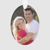 Creëer gepersonaliseerde ovale foto gouden tekst k ornament (achterkant)