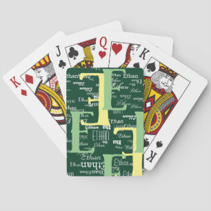 Creëer gepersonaliseerde typografie patroon groen pokerkaarten