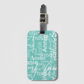 Creëer gepersonaliseerde witte namen allover Blauw Bagagelabel (Voorkant (verticaal))