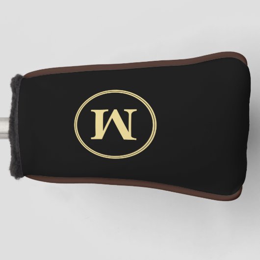 Creëer Gepersonaliseerde zwart goud monogrammed pu Golfheadcover (Voorkant)