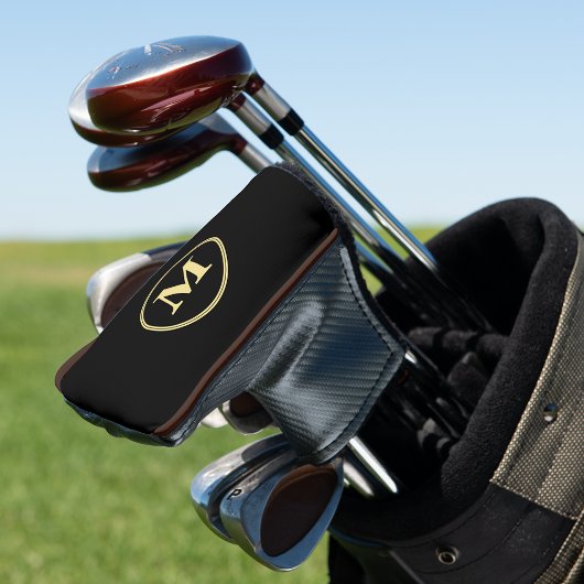 Creëer Gepersonaliseerde zwart goud monogrammed pu Golfheadcover