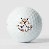 Creëer Golfer Logo kruiste clubs King Crown Golfballen (Voorkant)
