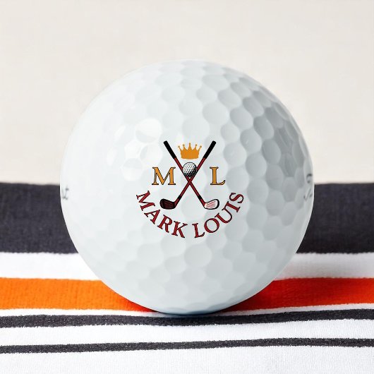 Creëer Golfer Logo kruiste clubs King Crown Golfballen