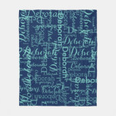 Creëer Haar naam Typography Blue Fleece Deken (Voorkant)