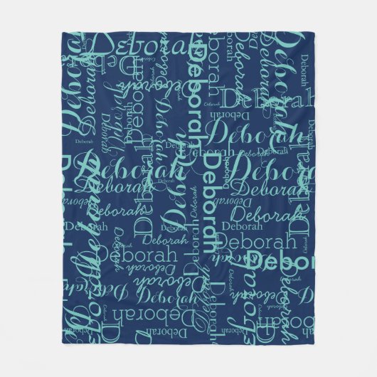 Creëer Haar naam Typography Blue Fleece Deken (Voorkant)