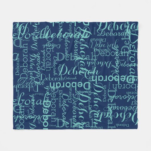 Creëer Haar naam Typography Blue Fleece Deken (Voorkant (Horizontaal))