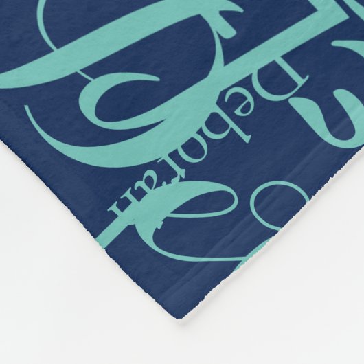 Creëer Haar naam Typography Blue Fleece Deken (Hoek)