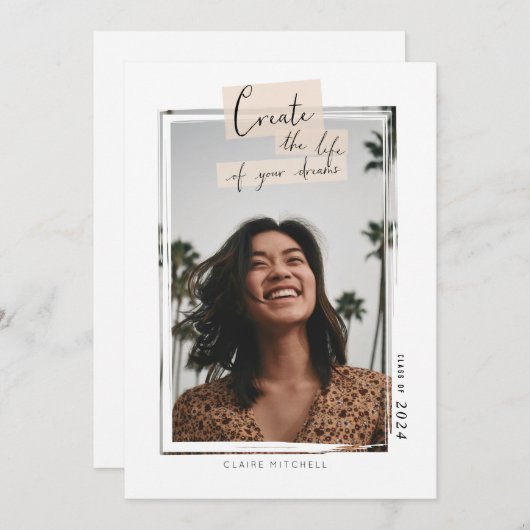 Creëer het leven van je dromen Afstuderen Foto Aankondiging (Voorkant / Achterkant)