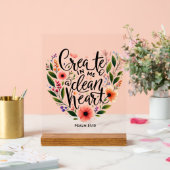Creëer in Me a Clean Heart bloemenspel Acryl Bord (Huwelijk)