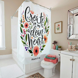 Creëer in Me a Clean Heart bloemenspel Douchegordijn