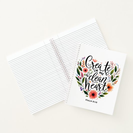 Creëer in Me a Clean Heart bloemenspel Notitieboek (Binnen)