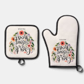 Creëer in Me a Clean Heart bloemenspel Ovenwant & Pannenlap Set (Voorkant)