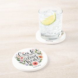 Creëer in Me a Clean Heart bloemenspel Zandsteen Onderzetter