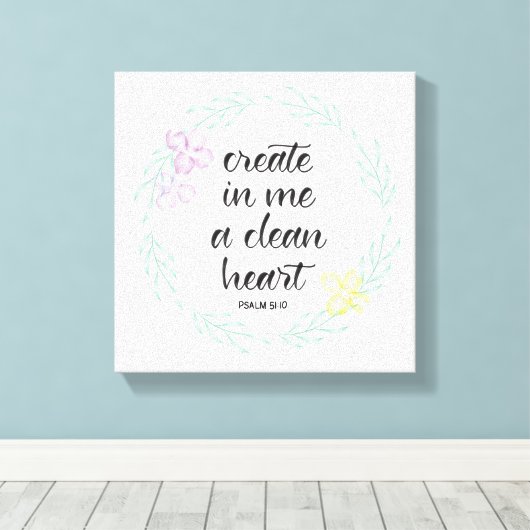 Creëer in me een schoon hart | WATERVERF Canvas Afdruk (Insitu (Houten vloer))