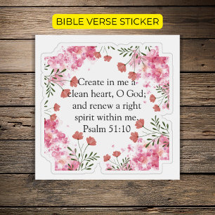 Creëer In Me Psalm 51:10 Roze Bloemen Christelijk Sticker