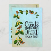Creëer in mij een Pure Heart Psalm 51: 10 Briefkaart (Voorkant / Achterkant)