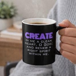 Creëer In Mij een Puur Hart Neon Paarse Schriftuur Koffiemok