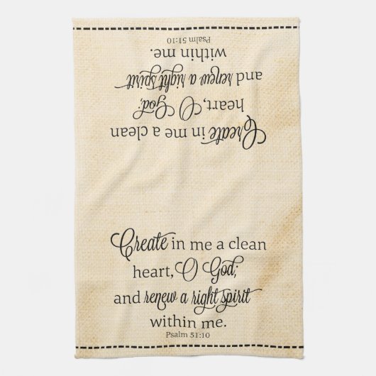 Creëer in mij een schone hartzak theedoek (Verticaal)