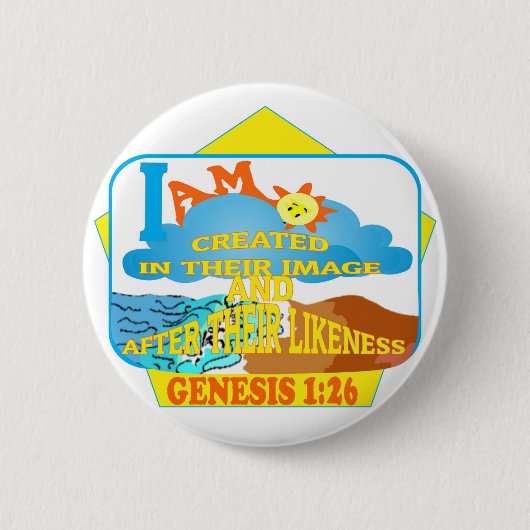 Creëer in zijn Afbeelding Eng Ronde Button 5,7 Cm (Voorkant)