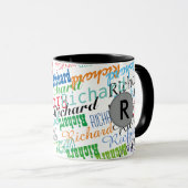 creëer je coole naampatroon zwart mok (Voorkant rechts)