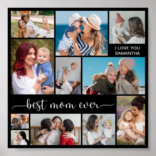 Creëer Je eigen 11 foto Collage Beste mama ooit Poster (Voorkant)