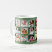 Creëer Je eigen 22 foto collage familienaam groen Koffiemok (Voorkant links)