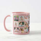 Creëer Je eigen 22 foto collage familienaam roze Mok (Links)